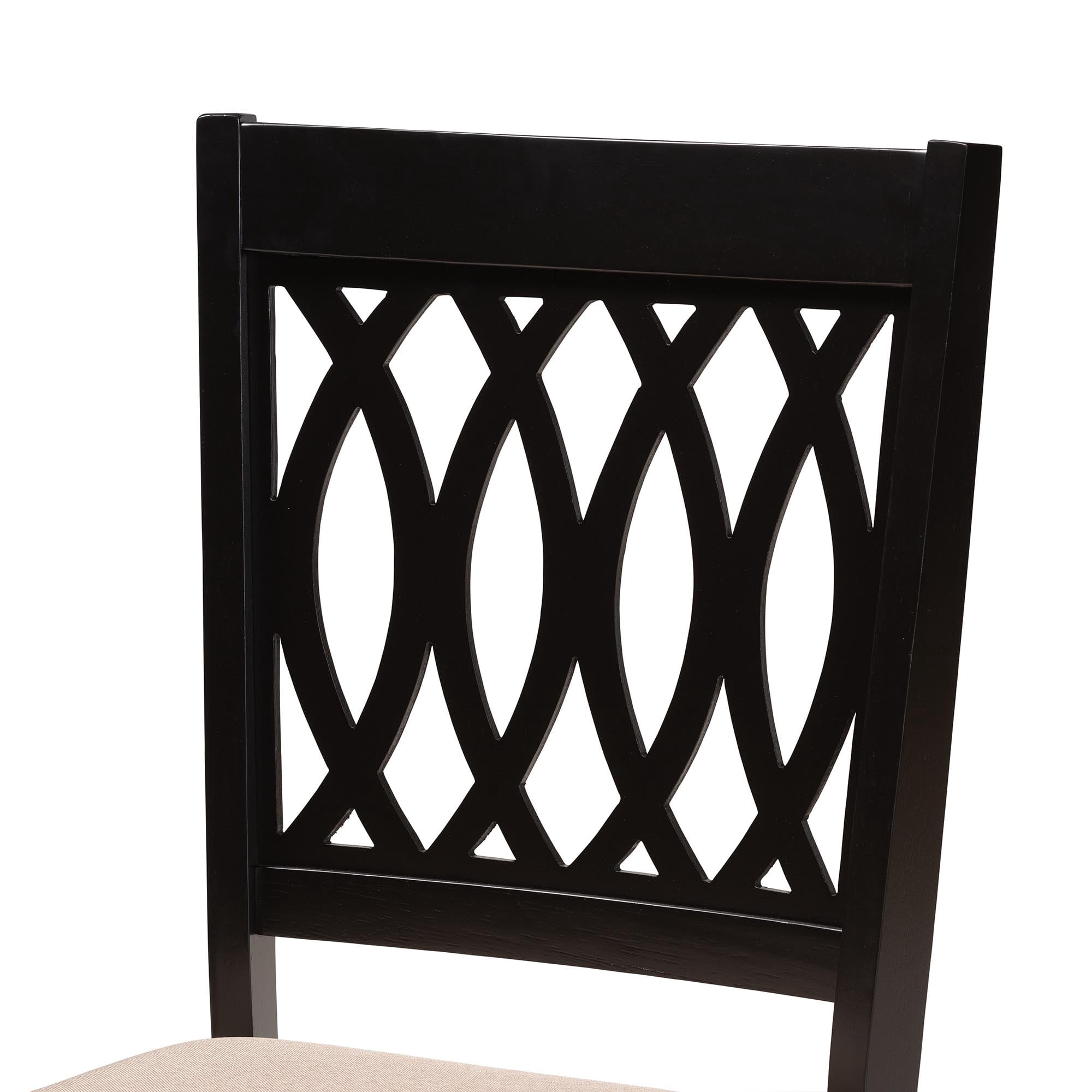 Baxton Studio Florencia Modern Beige Fabric and Espresso Brown Finished Wood 2-Piece Dining Chair Set