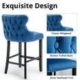 thumbnail image 5 of Velvet Counter Height Bar Stools Set of 2, Upholstered Barstools with Button Tufted Back and Nailhead Trim, Modern Wing-Back Counter Height Chair for for Kitchen, Home Bar, Dining Room, Blue, 5 of 7