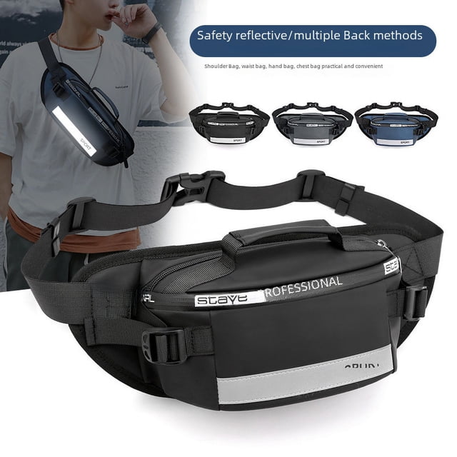 Riñonera de gran capacidad para hombre, bolso de mensajero de nailon ligero, bolso de pecho con caja registradora de negocios de moda coreana