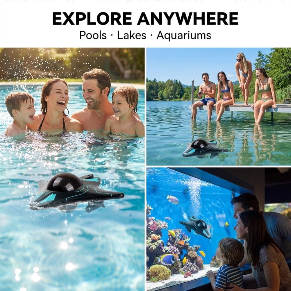 Underwater Drone with Camera,Boat Mini Equipped 6ch Remote App Wireless Control Waterproof Rc Submarine Cameras WiFi for Exploration Pool & Lakes Adults,Real-Time Image Transmission(2pcs)