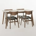 thumbnail image 2 of Noble House Ava Natural Walnut Wood Dark Brown 5-Piece 60" Dining Set, 2 of 8