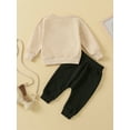 thumbnail image 3 of Loliuicca Toddler Baby Boy Clothes Solid Color Long Sleeve Crewneck Sweatshirt Top Casual Pants Set 2Pcs Fall Winter Outfits, 3 of 7