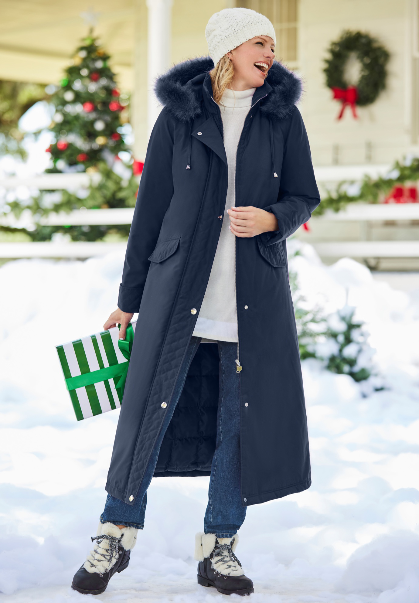 Woman Within Women's Plus Size Long Hooded Down Microfiber Parka Coat - image 3 of 3