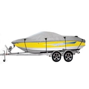 Premium 600 Denier Boat Cover Heavy Duty Protection for Trailer Travel & Storage for V-Hull Runabouts (inboard/Outboard) Boats Size 17ft to 19ft