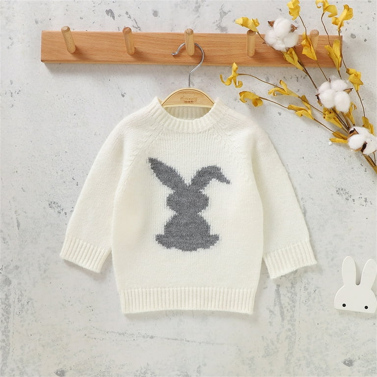 KAUOD Baby Boys Girls Easter Knit Sweater Cute Bunny Crewneck