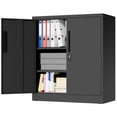 thumbnail image 5 of Cterwk Metal Storage Cabinet with Lock, 2 Door Garage Storage Cabinet with Shelves, Steel File Cabinet for Home, Office, Garage, School, Black, 5 of 9