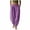 Purple, variant on Horkkom Casual Pants for Women Cotton Elastic Waist Cuffed Pants Solid Color Loose Comfy Pants with Pockets L
