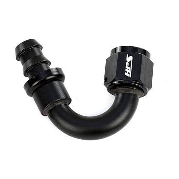 HPS Performance  -8 AN 150 deg Aluminum Push-on Hose End, Black