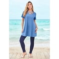 thumbnail image 3 of Roaman's Women's Plus Size Ultimate Lattice Neck Short Sleeve Tunic, 3 of 4