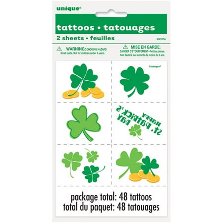 St. Patrick's Day Shamrock Tattoo Sheets, 2 Count