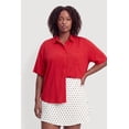thumbnail image 2 of Women's Plus Size Solid Short Sleeve Button Front Shirt, 2 of 4
