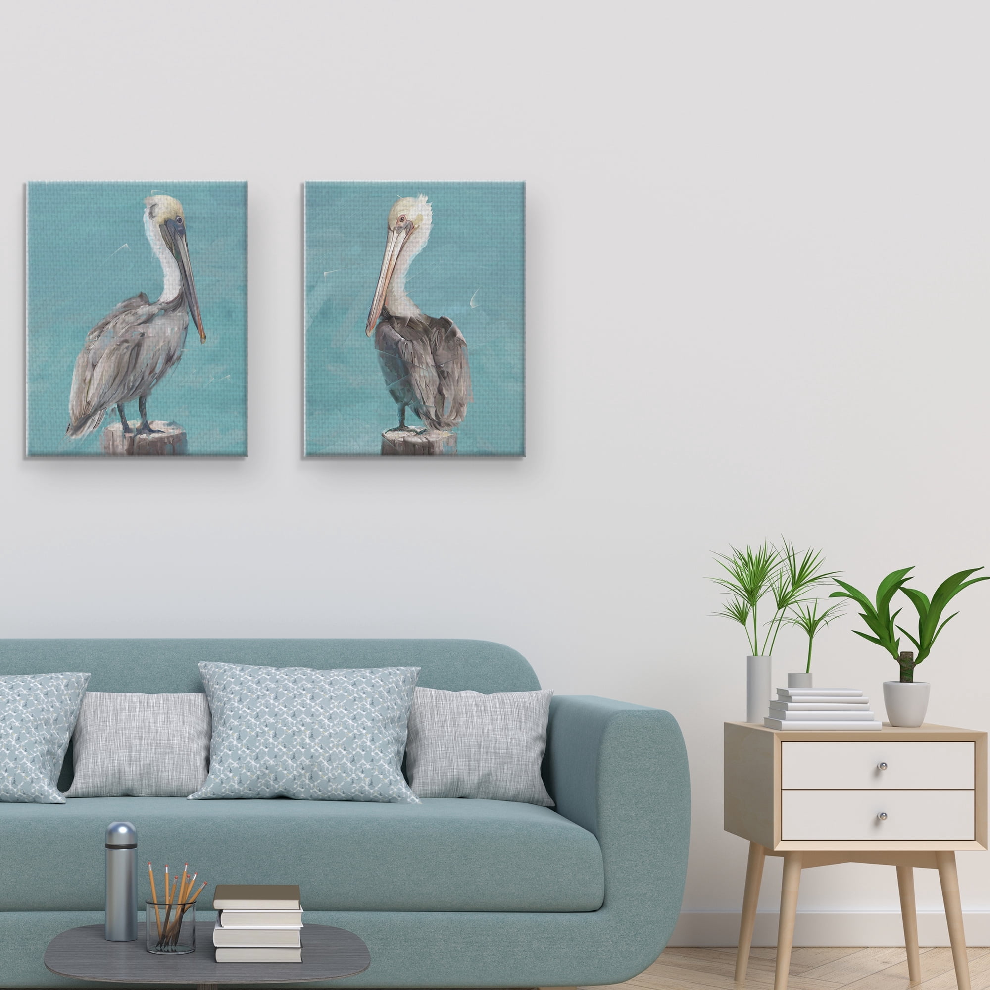 Masterpiece Art Gallery Pelican Perch I & II By Studio Arts Canvas Art Print Set Of 2 16" x 20"