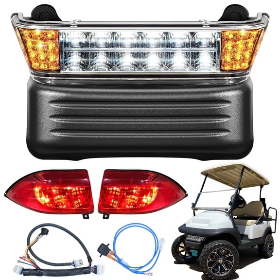 Partiue Golf Cart Light Kit for Club Car Precedent 2004-2008.5, 12V LED Street Legal Headlight & Taillight Assembly Replaces with Wiring Harness