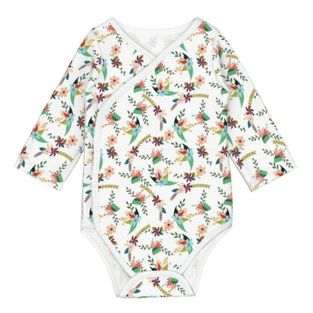 

Coaee Pretty Floral With Leaves for Soft Cotton Baby Long-Sleeve Bodysuit Girls Boys Bodysuit Romper