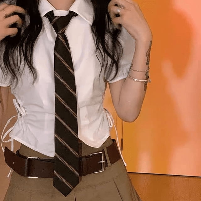 Accesorios de monja juvenil Corbata Moda Rayas marrones Serie de estilos personalizados