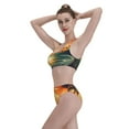 thumbnail image 5 of Pofeuu Tropical Sunset Paradise Print Womens Bathing Suits Modest High Waisted Bikini Sets Cute Halter 2 Piece Swim Suit, 5 of 7