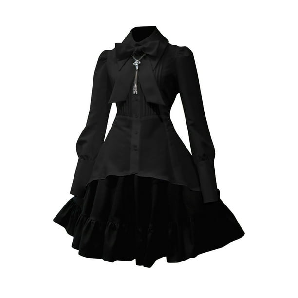 EQWLJWE Summer Saving Clearance ! Women Girls Black Gothic Dress