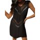 thumbnail image 1 of Traje de baño de las mujeres Cubre Color Sólido Crochet Hueco-Cuello en V Sin Mangas Mini Vestido de Playa para Bikini Traje de baño Nituyy Vestido smocked sin mangas, 1 of 4