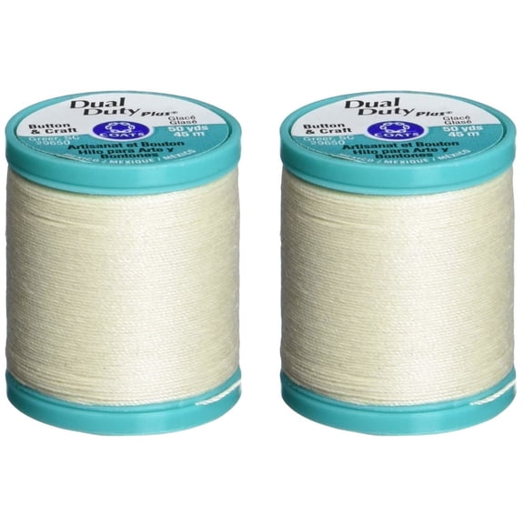 Coats Dual Duty Plus Button & Carpet Thread 50yd, Cream, 2-pack