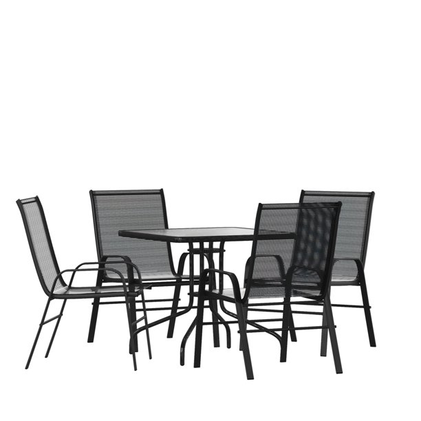 Flash Furniture Brazos Series 5Piece Steel Glass Patio Table and Chair