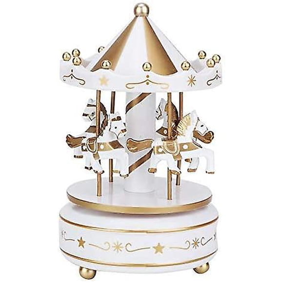 Carrusel pequeño carrusel con 4 caballos para niños, con caja de música