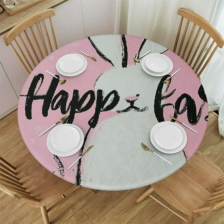 

Patifu Easter Bunny Round Tablecloth 100% Polyester Stain-Resistant Table Cover for Indoor and Outdoor Use - Ideal for Restaurants Weddings Parties 31 -35