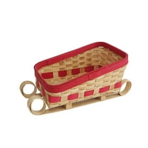 Nmdmisc Sleigh Wooden Woven Storage Basket,Christmas Sleigh Food Snack Container Christmas Decoration Bread Basket Serving Organizer Woven Basket for Snack Fruit Decoration,14.1*7*6.3 in
