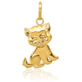 thumbnail image 3 of 14K Solid Yellow Gold Dangling Cat Necklace Chain Pendant Charm, 3 of 8