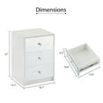 thumbnail image 5 of 3 Drawer Bedside Table for Bedroom, Modern Wood and Mirrored Nightstand, Square Nightstand Glass End Table with Storage for Bedroom Room, Sofa, White, 5 of 6