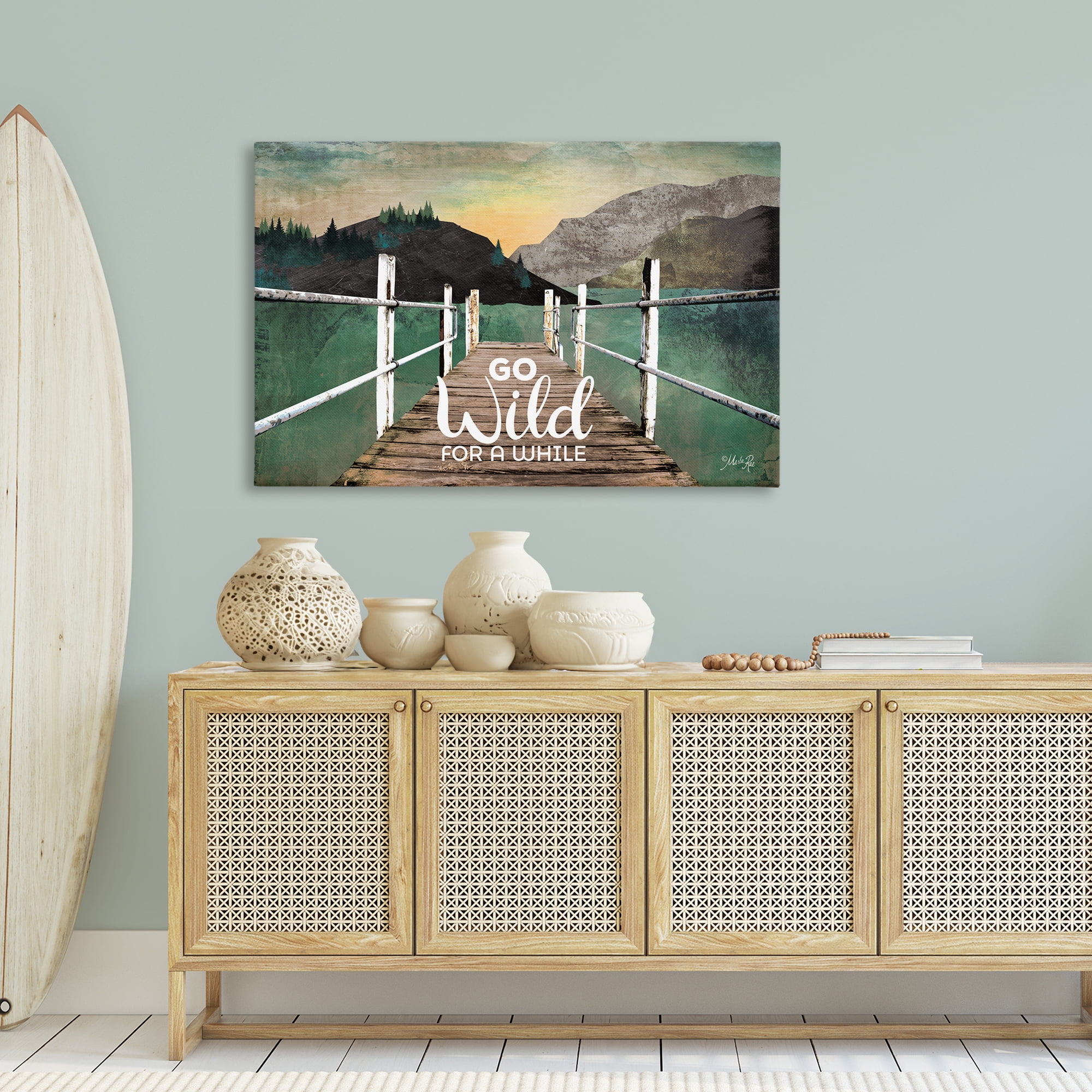 Stupell Industries Go Wild Rustic Phrase Landscape Painting Gallery Wrapped Canvas Art Print Wall Art, 45 x 30