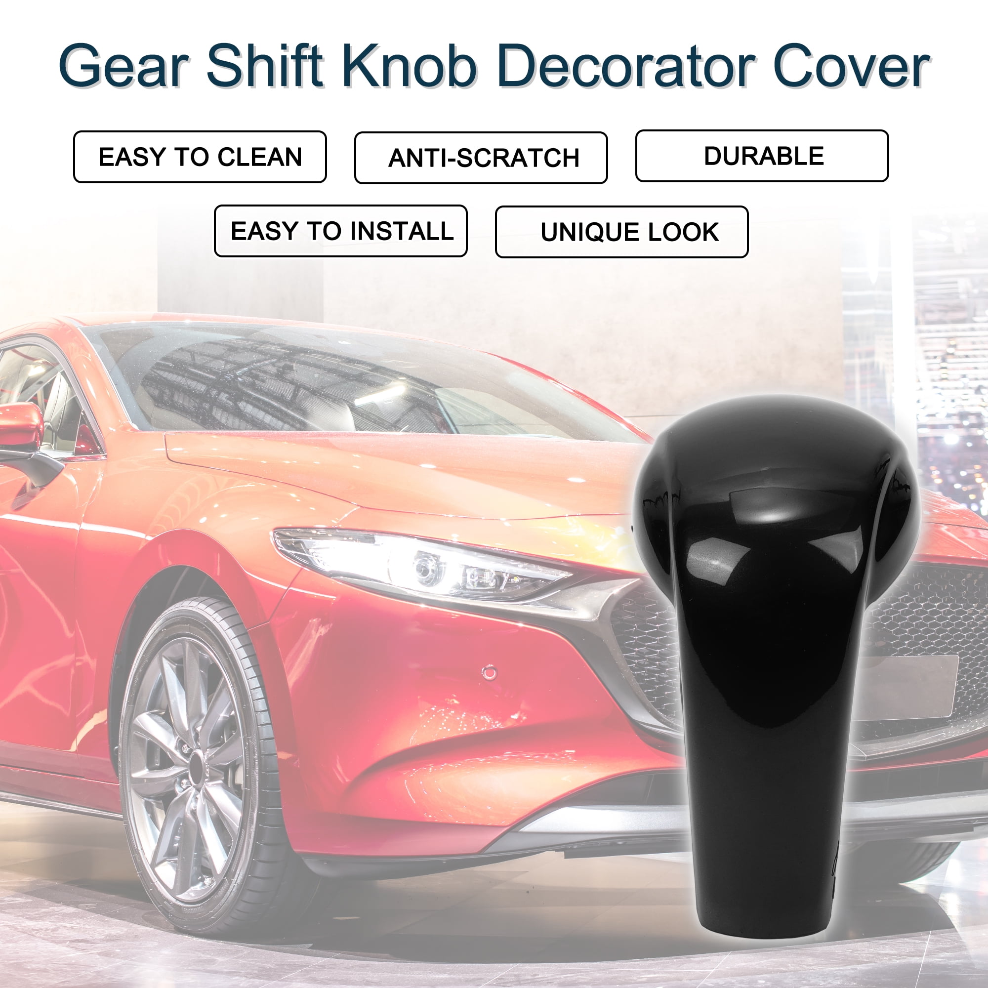 Unique Bargains Gear Shift Knob Decorator Cover for Mazda CX-5 2017-2023 Black