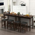 thumbnail image 4 of Costway Ensemble de 3 Pcs Table de Bar Table à Manger et 2 Tabourets de Bar Rembourrés en Cuir PVC Brun Rustique, 4 of 10