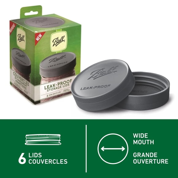Ball Leak-Proof Storage Lids, Wide Mouth, 6 Pack