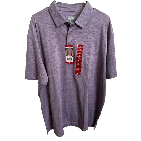Callaway Men's Stretch Soft Short Sleeve Pocket Polo Golf Shirt Purple S
