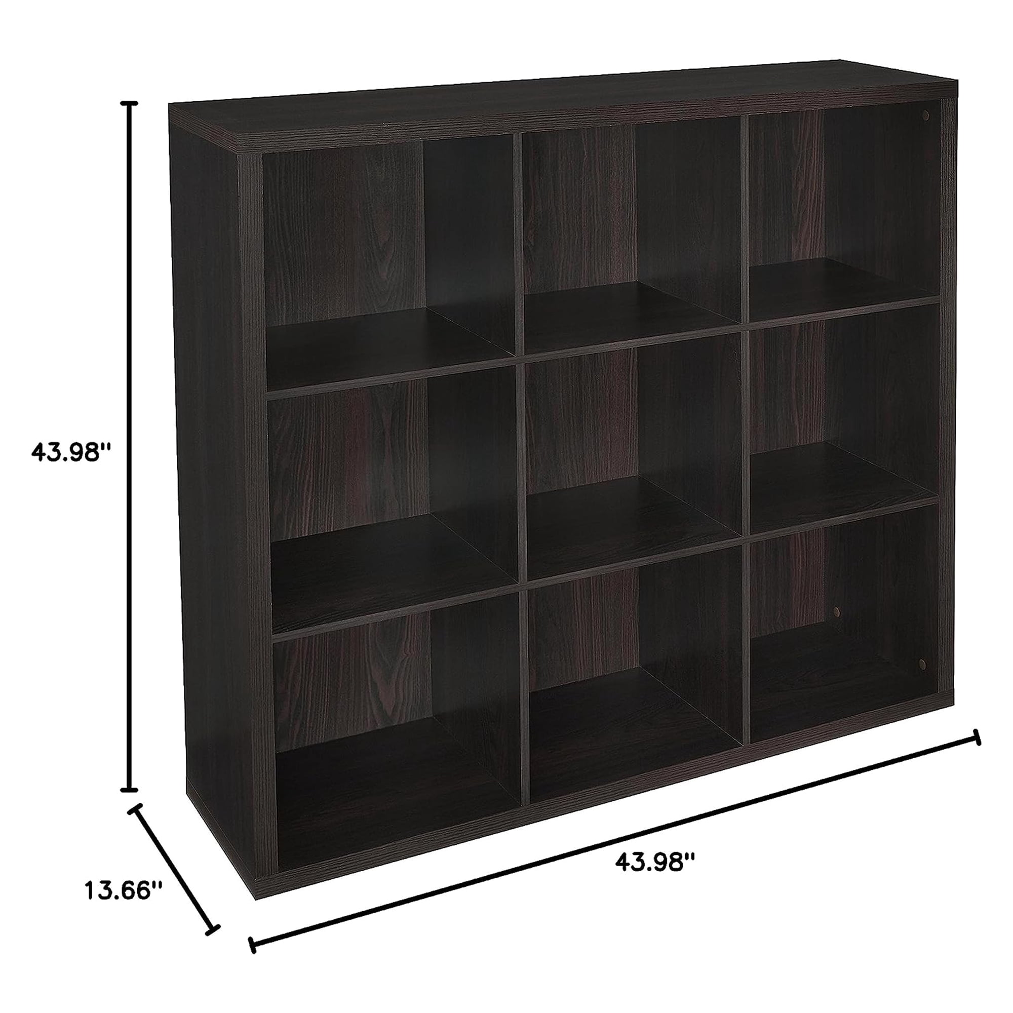 ClosetMaid 9 Cube Storage Shelf Bookshelf Organizer with Back Panel, Black