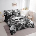 thumbnail image 2 of Castle Fairy Dark Gothic Skull 7-Piece Twin Bedding,Happy Halloween Bedding Comforter Set,White Black,Black Reversible, 2 of 7