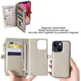 thumbnail image 4 of ANTHOUSE Compatible with iPhone 14 Pro Max Wallet Case, Zipper Case with RFID Blocking Card Holder Slots for Women Men, Magnetic Detachable Leather Cover with Wristlet Strap for iPhone 14 Pro Max, 4 of 14