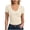 Beige, variant on Paguaki Womens V Neck Crop Tops Ribbed Knit Short Sleeve Slim Fit Solid Color Stretchy Casual Summer Blouses