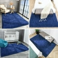 Navy Blue Area Rug for Bedroom,4'X6', Fluffy Shag Rug for Living Room