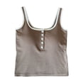 thumbnail image 5 of BUIGTTKLOP Womens Tank Tops Spaghetti Strap Sleeveless Shirts Sqaure Neck Button up Stretch Camiosle Top, 5 of 7