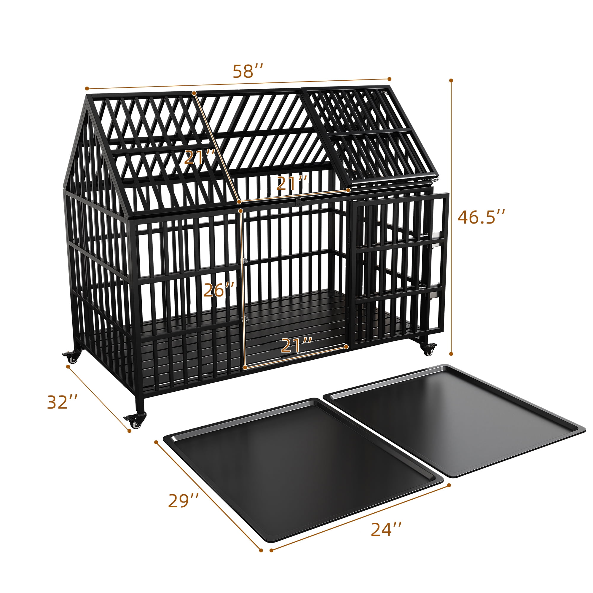 54 inch Heavy Duty Indestructible Dog Crate with Mat, Escape Proof