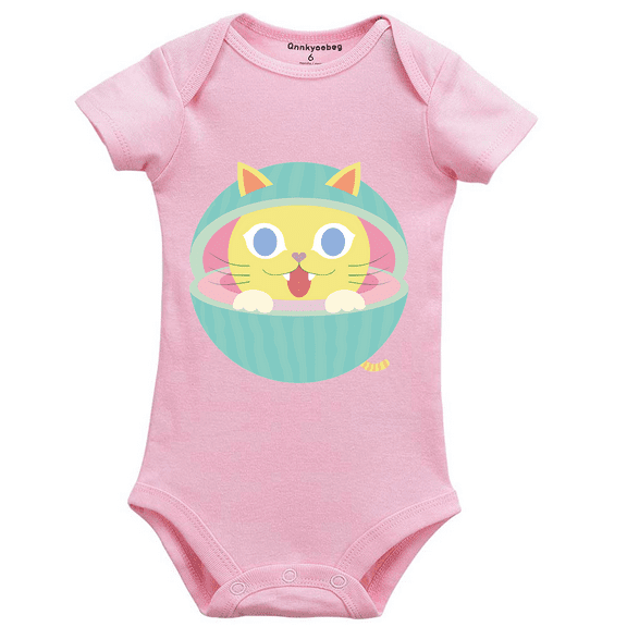 Qnnkyoebeg Baby Boys Girls Romper Printed Cute Cat Baby Newborn Clothing Short Sleeve Bodysuits 0-24 Months