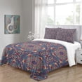 thumbnail image 4 of LAICAIW Boho Mandala Pattern Quilt Cover Set, 3-Piece, Lightweight, Purple, Queen, 4 of 7