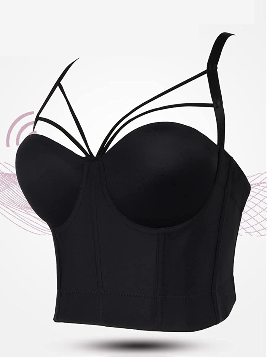 Black Lace Bandage Corset Push Up Bra Strappy Bustier Lingerie For Women  Bra For Sleeveless Tops Style 4.25 From Odelettu, $24.69