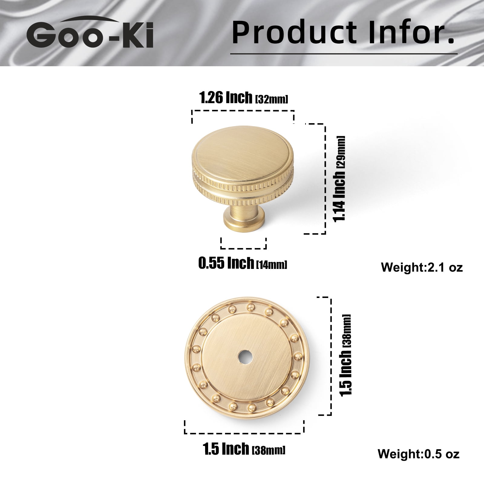 Goo-Ki Champagne Bronze Cabinet Drawer Knobs with Backplate, Cabinet Handles Zinc Alloy Hardware for Dresser,Wardrobe,Cupboard, 6 Pack (G018)