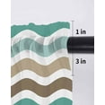 thumbnail image 6 of Teal Brown Ombre Tier Curtains 36 Inch Length,Sheer Curtains for Bedroom Living Room,Geometric Striped Water Ripple White Rod Pocket Voile Drapes Kitchen Curtains for Small Window 27.5"x36" 2 Panels, 6 of 7