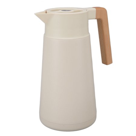 

Thermal Carafe Thermal Insulation One Click Water Pressure Thermal Coffee Carafe Stainless Steel Liner With Beech Wood Handle For Home White