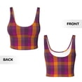 thumbnail image 5 of Haiem Purple Yellow Buffalo Plaid Pattern Womens Sports Bra - U Neck Padded Low Impact Yoga Bra Workout Crop Top Gym Moisture-Wicking Workout Vest -Medium, 5 of 9
