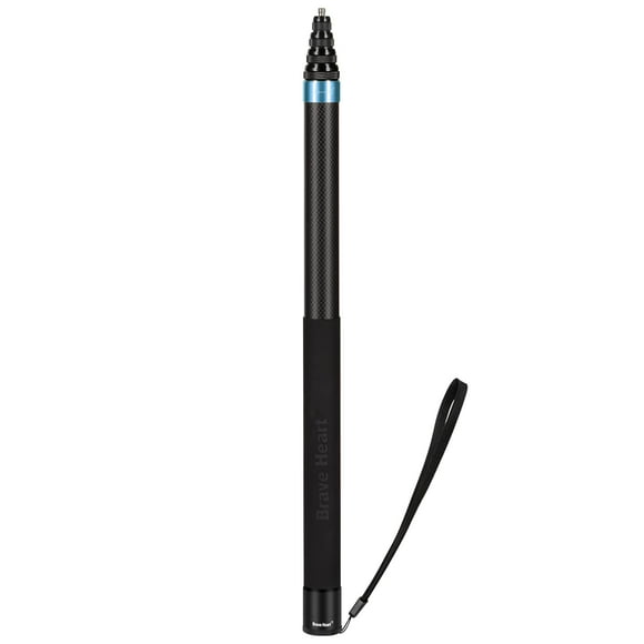 Palo para selfies Brave Heart de fibra de carbono, 3 m, extensible, azul