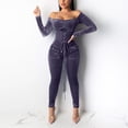 thumbnail image 2 of hgsbede Jumpsuits for Fashion Women Off Shoulder Bandage Jumpsuit Solid Bodysuit Playsuit Romper, 2 of 7